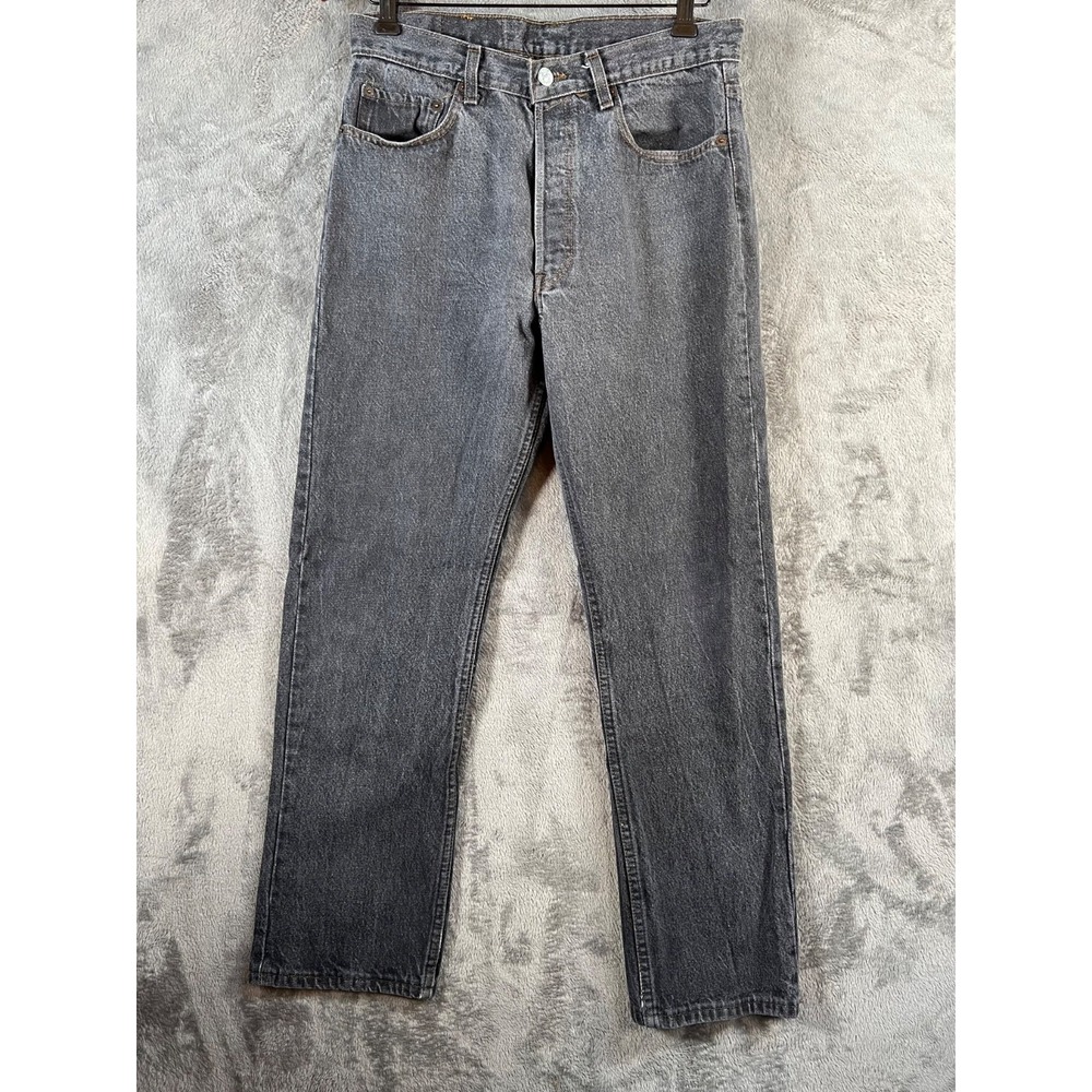 Levis 501 Jeans Men 31x30 Charcoal Faded Black Vintage 90s Made in USA 501-0658